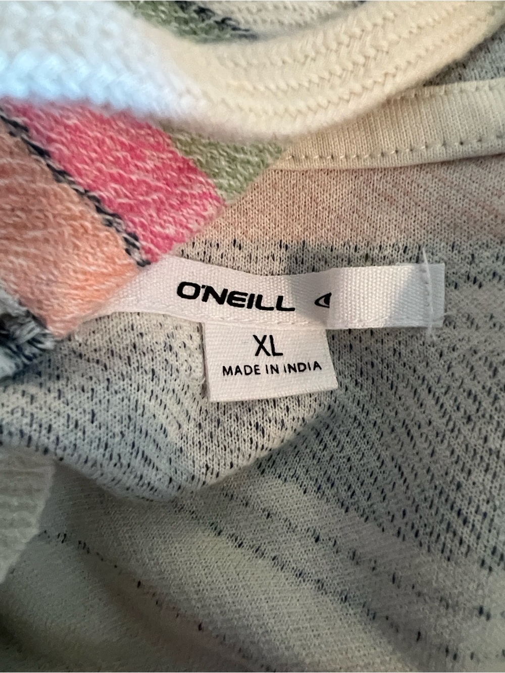 O'Neill Cream Lounge Suit with Pink, Green, Peach & Black Stripes, NWOT (L&XL) - Picture 15 of 15